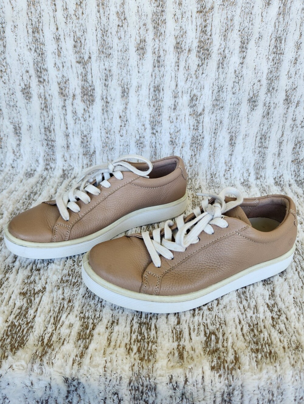 Ecco "Soft 60" Leather Sneakers Nude Tan Low Lace-up | Women's Size US 8 / 39 - Picture 2 of 12